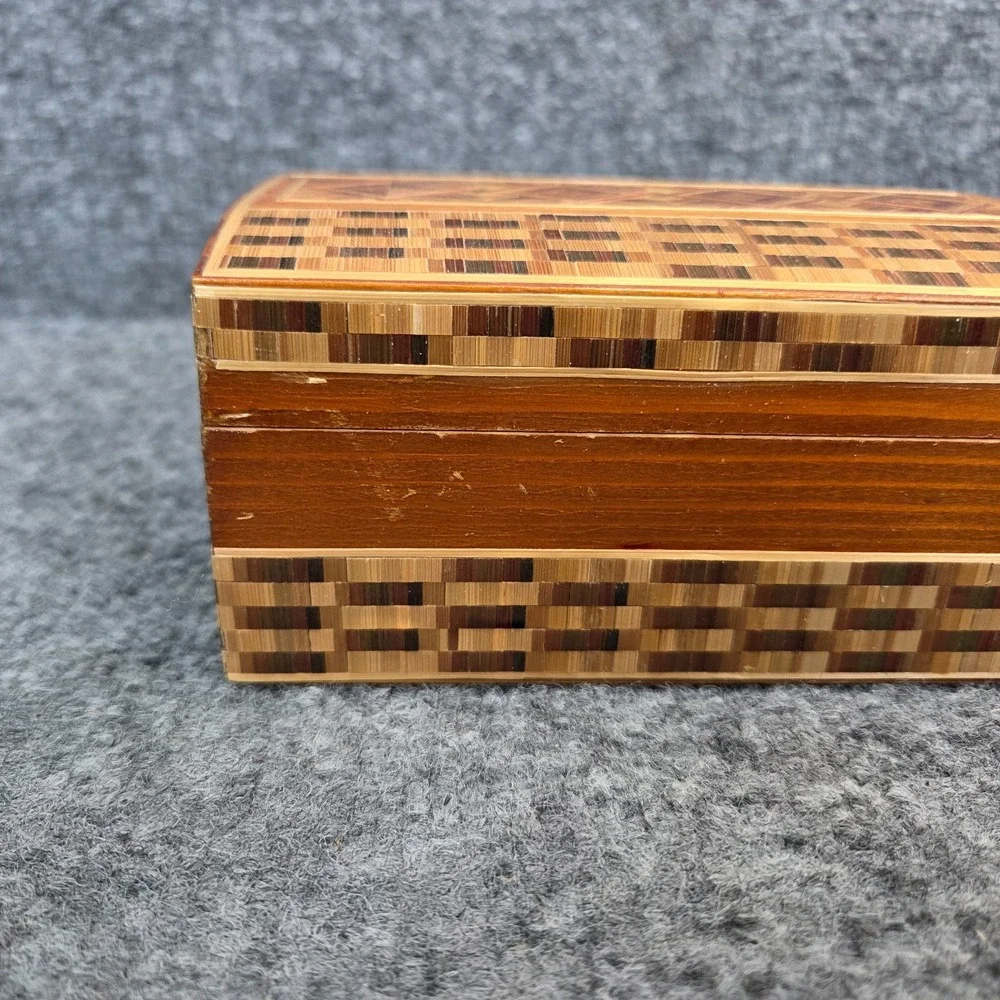 2 Vintage Hand Carved Wooden Trinket Box with‎ Straw Ornament USSR RUSSIA